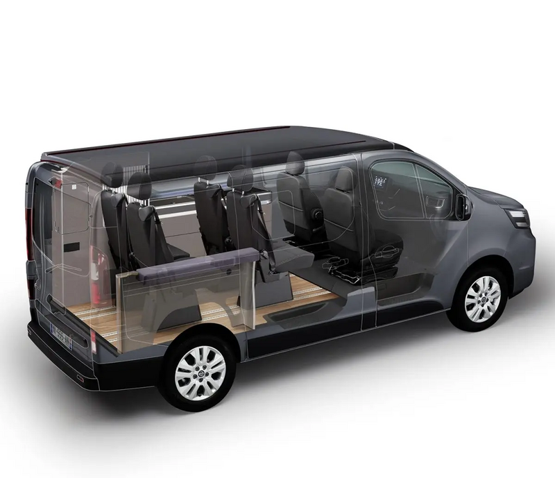 Nissan Primastar Seaside Innenraum-Konfiguration mit 6 Sitzplätzen