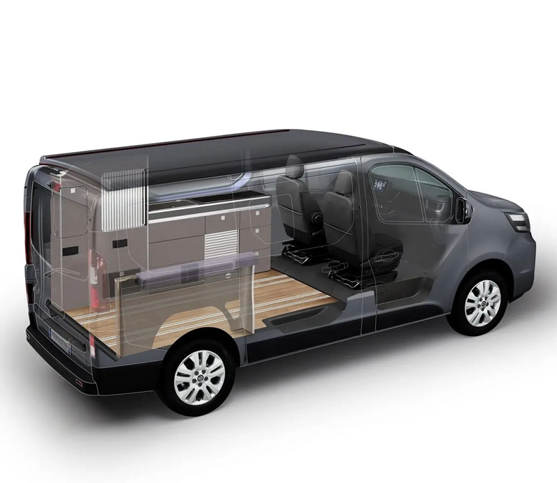 Nissan Primastar Seaside Innenraum-Konfiguration mit 2 Sitzplätzen