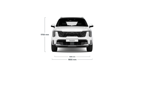 Technische Zeichnung Kia Sorento – Höhe, Breite und vordere Spurweite