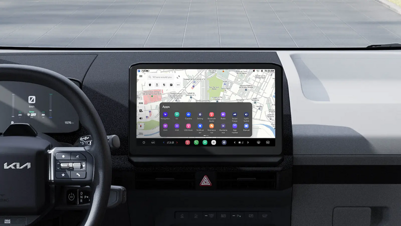Kia PV5 Passenger – Innenraum mit Lenkrad und Smart-Display
