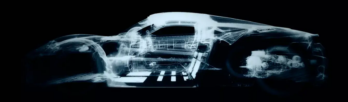 Maserati MCPura Wireframe-Ansicht von rechts – Seitenlinien und Aerodynamik