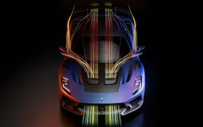 Maserati GT2 Stradale – Draufsicht Fahrzeugkontur Wireframe