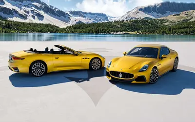 Maserati GranCabrio – Image Grid Gelb Drohnenansicht