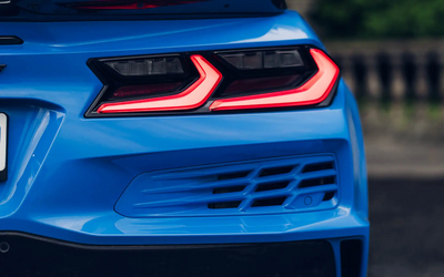 Rücklicht Detailaufnahme blaue E-Ray